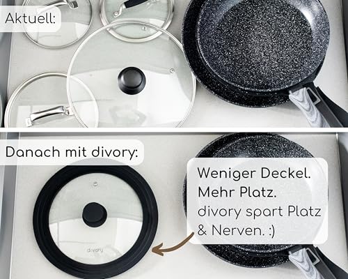 Universaldeckel Divory für Töpfe und Pfannen Ø 24, 26, 28 cm aus Glas