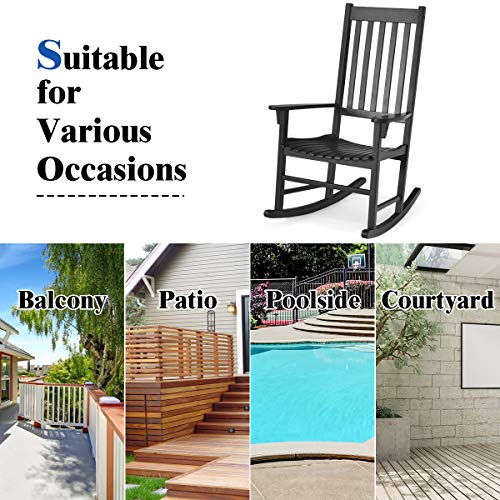 image for Giantex Rocking Chair Acacia Wood Frame Outdoor& Indoor for Garden, La