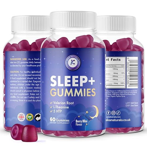Sleep Gummies for Adults - Sleep Aid with 5-HTP Valerian Root Magnesium L-Theanine & Vitamin B6 Alternative to Melatonin Tablets Berry Bliss Flavour 60 Gummies
