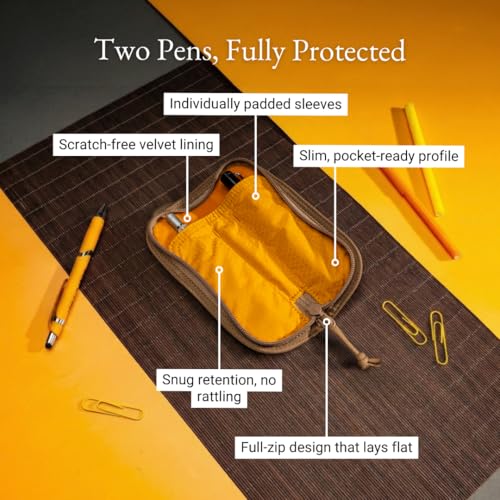 Image of LOCHBY Duo Pen Pouch | Slim and Elegant Pen Pouch, Durable Waxed Canvas, Lightly Padded for Fountain Pen and Mechanical Pencil, Compact Design Holds 2 Pens, for Everyday Carry