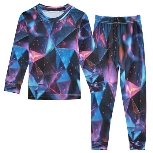 Pajama Sets Long Sleeve Abstract Structure Pattern Soft Comfy Sleepwear 2 Piece PJS 3-8T