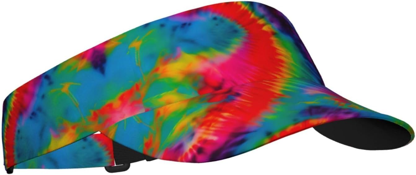 Colorful Tie Dye Pattern Print Sports Sun Visor Hats Adjustable Running Golf Tennis Sun Cap for Women Men