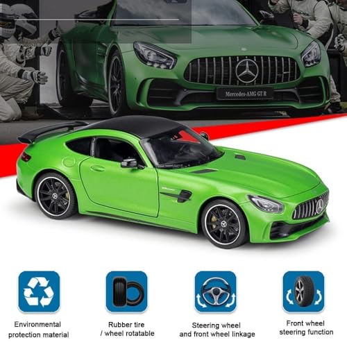 Image of WORSHIPER 1:24 Diecast Model Alloy Mrcedes AMG GTR Alloy Metal Pull Back with 6 Openable Doors & Sound Light Toy car for Kids Best Gift Toys for Kids Boys (1:24 AMG GTR - Green Color)