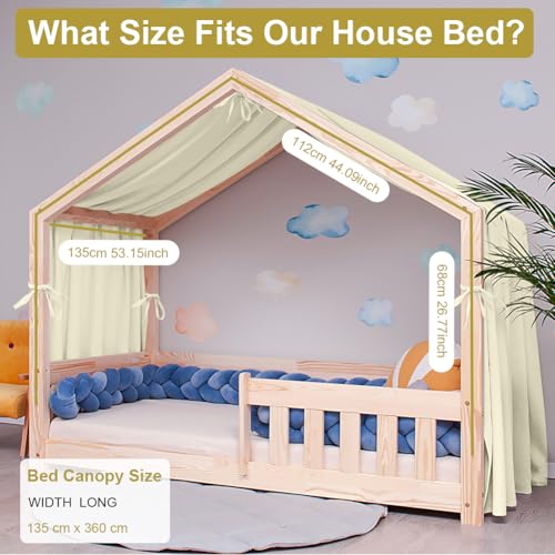 Vicloon Hausbett Himmel, Betthimmel Hausbett aus 100% Baumwolle Musselin Handmade, Stoffhimmel für Kinderbett Kinderzimmer… – Ansicht 2