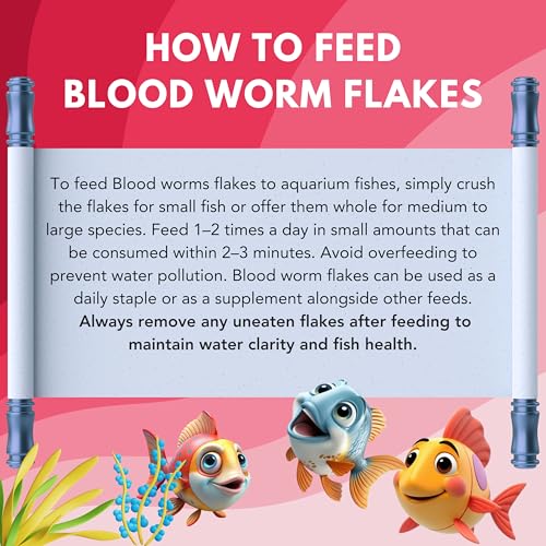 Image of Blood Worm Flakes 25g Fish Food with 55% Protein for Guppy,Betta Fish,Guppy Fries,Tetra and All Types of Tropical Fishes