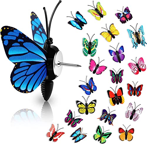 Image of 20pcs Decorative Thumb Tacks Butterfly Push Pins for Photo Wall, Cork Board, Bulletin Board, Home Wall Decorations, Random Pattern Cute Photo Map Pins