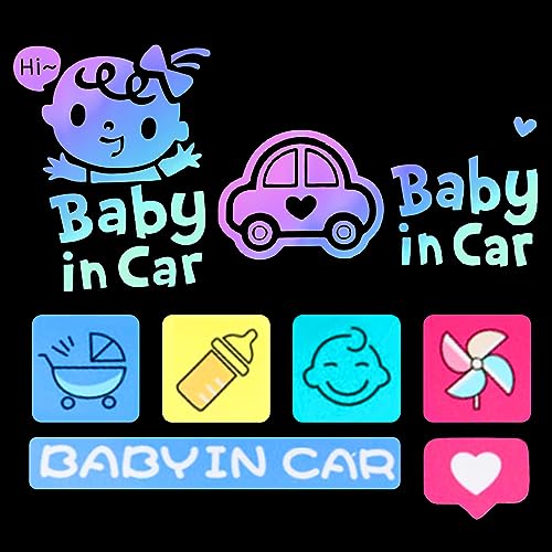 Adesivo auto Baby on Board Vinyl StickerCar Sticker, impermeabile, riflettente di notte （ Sticker 0702 ）