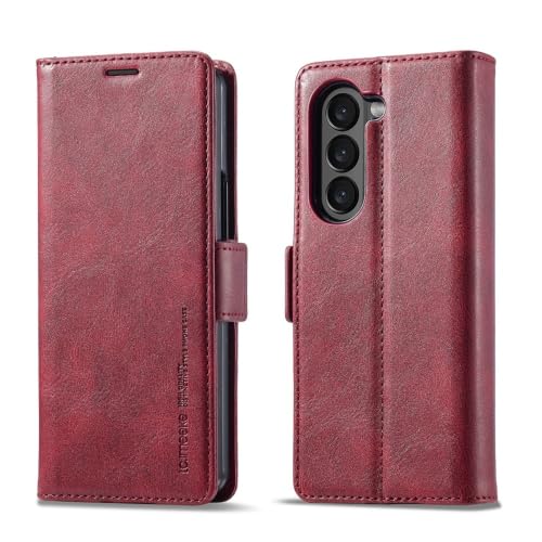 Étui Samsung Z Fold 6 rouge en cuir avec fente carte