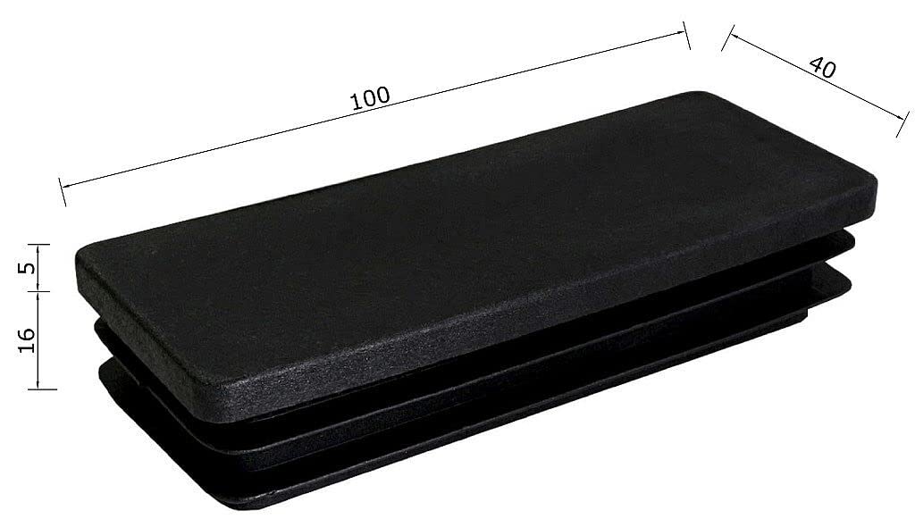 TIBU Zatyczki lamelowe prostokątne zaślepki do rur, zaślepki do rur, osłona, prostokątne, 30 sztuk, rury prostokątne, 100 x 40 x 2 mm