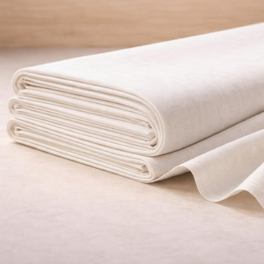 Image of Soimoi White Solid 60 * 60's Cotton Cambric Fabric by the Yard, 56 Inch Wide Light Weight Material Suitable for Kurtis, Blouses, Kids Clothing, Tunics, Dresses and Summer Apparel