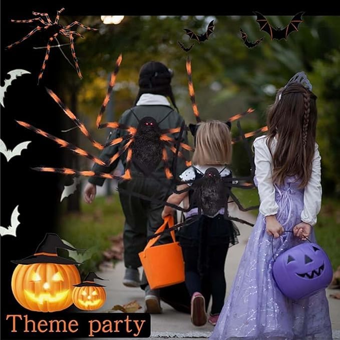 Halloween Spinnenrucksack,Große Schwarze Spinnenbeine für Erwachsene,Spinne Rucksack Süßigkeiten Tasche,Halloween Riesenspinne Rucksack,Spinne Kostüm Für Erwachsene Kinder Karneval Party