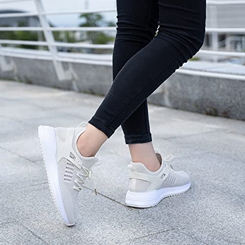 Sdolphin Womens Tennis Running Shoes - Ladies Walking Shoes Athletic Training Workout Fashion Slip On Lightweight Breathable Mesh Beige Shoes Nude #TOP7