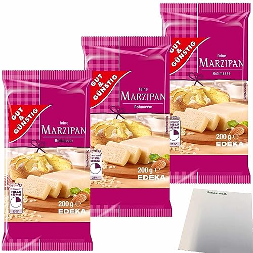 Gut&Günstig Marzipanrohmasse zum Backen und Naschen 3er Pack (3x200g Packung) + usy Block