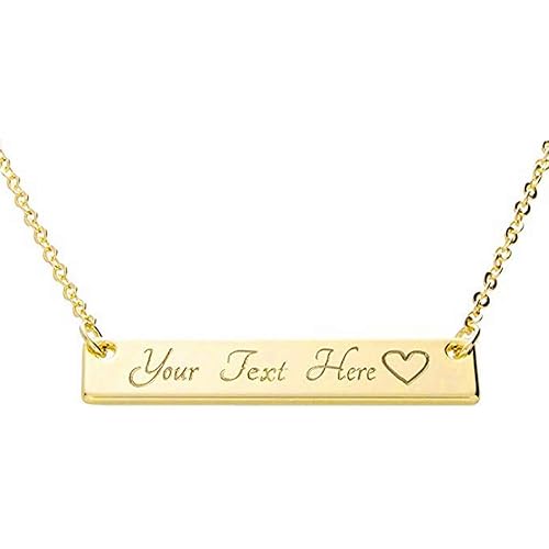 925 Sterling Silver Personalized Bar Pendant Necklace Engraved Any Name Letter Symbols Necklace