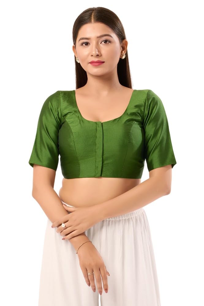 vamas Women's Georgette Padded Self Design Half Sleeve Readymade Saree Blouse (X-1206.ELB)-picture-26