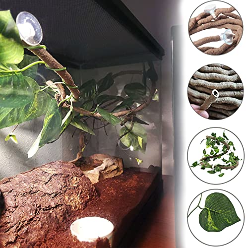 Tfwadmx Large Reptile Hides Lizard Resin Hollow Tree Trunk Hideout Bendable Vines Leaves Bearded Dragon Tank Accessories… - Image 6