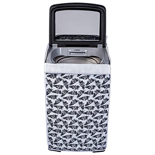 CLASSIC® Polyvinyl Chloride (PVC) Top Load Washing Machine Cover Suitable for Samsung Back Panel 8.5 Kg, 9 Kg, 9.2 Kg, 9.5 Kg, 10 Kg. (63cmsX63cmsX93cms, Black & White)