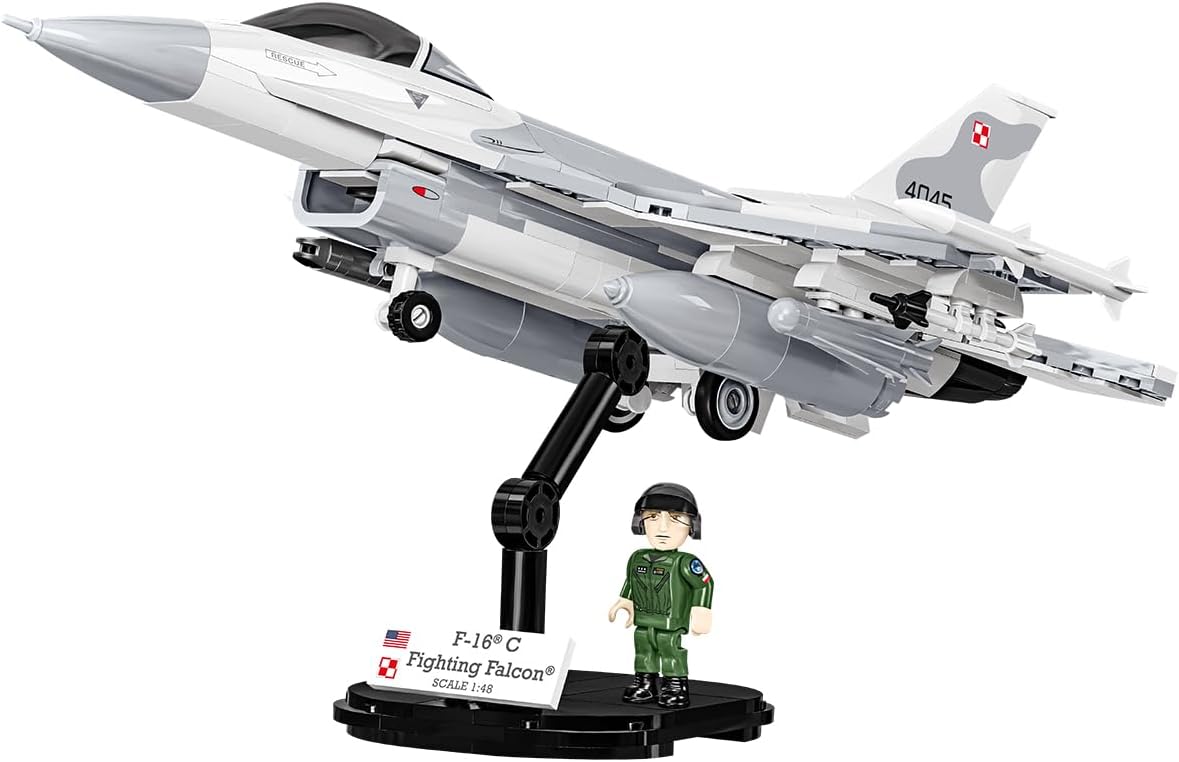 COBI Armed Forces SU-57 Felon Aircraft F-16C Fighting Falcon (PL) Plane Building Set, 463 Pieces