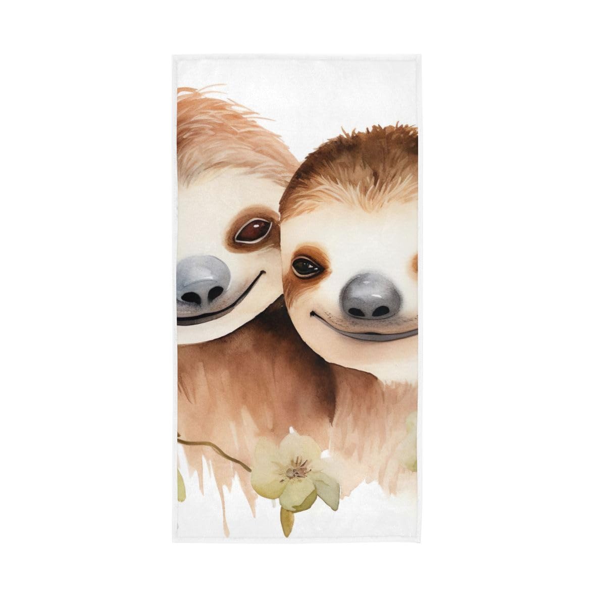 HUYGD Cute Watercolor Smiling Sloths Hand Towels Soft Washcloths Shower Towels 15 x 30 Inch