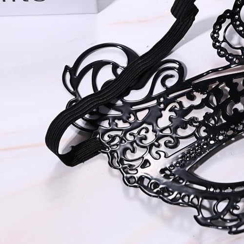 Masque de bal en métal ciselé Oidea avec strass et couronne - 6