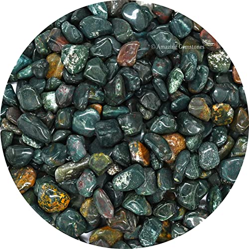 Image of Amazing Gemstone Bloodstone Crystal Chips Aquarium Gravel Rocks - Bloodstone Chips Bulk Fish Tank Gravel, Small Tumbled Stone Chips and Tiny Crystals for Decoration (Natural AAA Grade Gemstones)