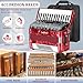 LOTKEY 34 Key Piano Accordion,60 Bass Variable Tone Portable Accordion Instrument, Handmade Premium Reed Adult Accordions with Gig Bag, Padded Shoulder Strap for Beginners, Professionals (Red)