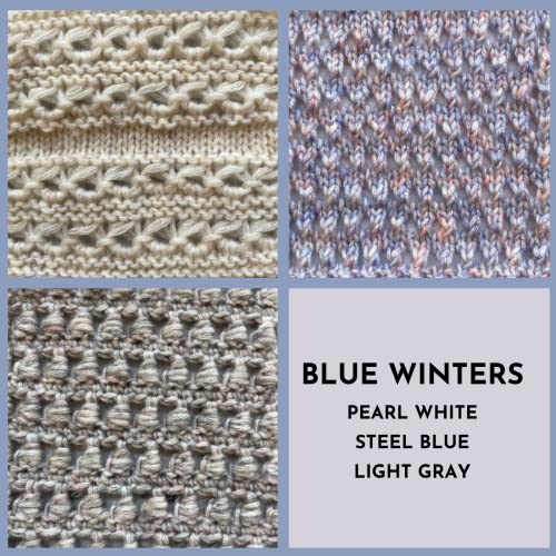 Cotton To The Core Worsted Weight Semi-Solid Yarn, Assorted Multi-Color Variety Craft Pack  For Knitting & Crochet,Heatherred, Chainette, 3 Skeins, 654Yds/300G (Blue Winters) #TOP1