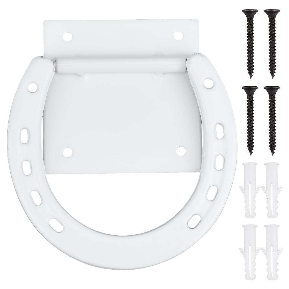 BENECREAT - 2 anillos de corbata de caballo, anillo de fijación resistente en forma de cruz de hierro para caballos, entrenamiento en forma de herradura, para carruajes y pastos al aire libre — view 7