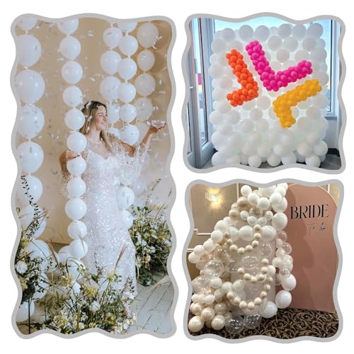 Image of White Link Balloons,120Pcs 6Inch White Latex Linking Balloons for Birthday Baby Shower Wedding Anniversary Party Decorations