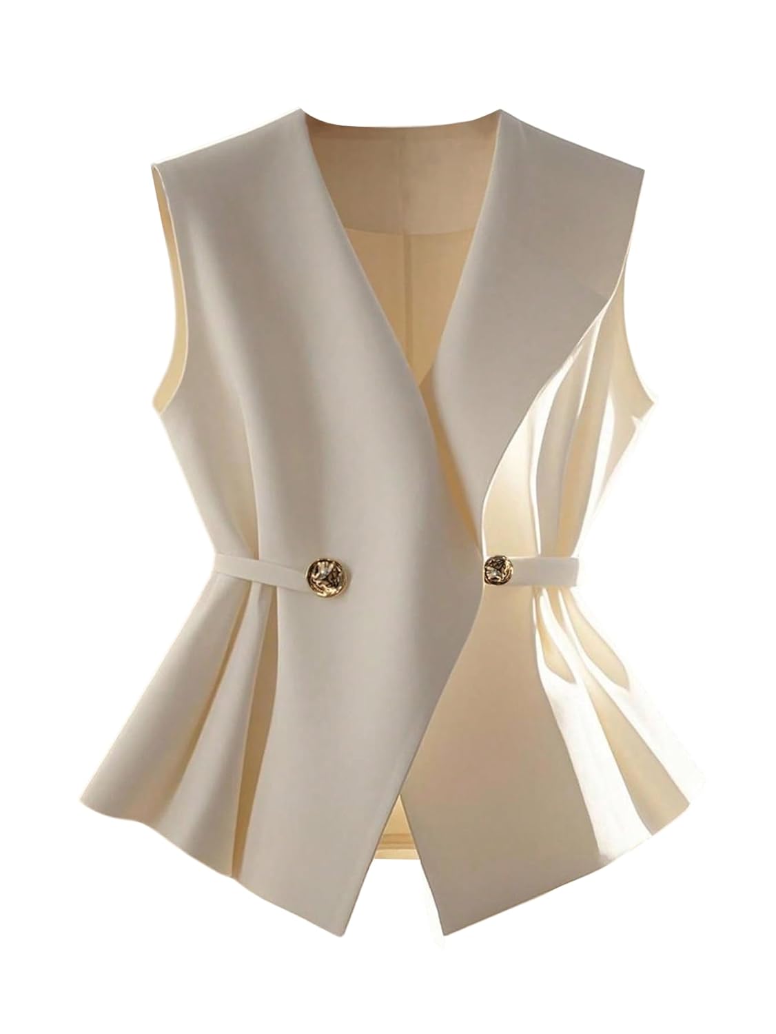 GORGLITTER Womens Double Button Sleeveless Blazers Vest Top Tie Back Suit Vest Wrap V Neck Dressy Office Waistcoat