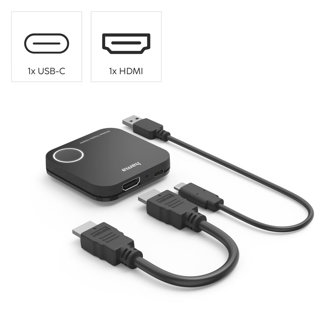 Hama Adattatore display wireless HDMI Full HD 1080p, trasmissione dati audio, video e segnali senza fili, ottima qualità di trasmissione