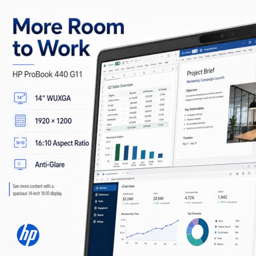 Image of HP ProBook 440 G11 14 inch WUXGA 16:10 Business Laptop, Intel Core Ultra 5 125U, 16GB DDR5 RAM, 512GB PCIe NVMe SSD, Backlit Keyboard, Fingerprint Reader, Wi-Fi 6E, Bluetooth 5.3, Windows 11 Pro