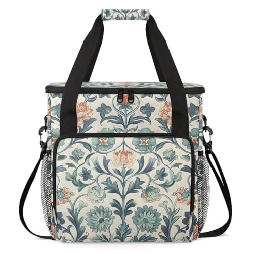 Exquisite Flowers Coffee Maker Carrying Bag, Portable Travel Storage Tote Bag Compatible with K-Mini or K-Mini Plus, Single Serve Coffee Brewer Carrying Case with Multiple Pockets & Shoulder Strap
