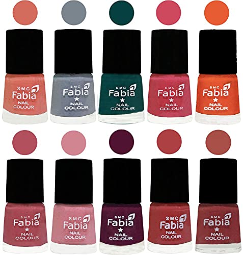 Image of ALL IN ONE (PACK OF 10), Long Lasting Glossy Nail Polish, 6 ml Each, All Vibrant Colours,02054