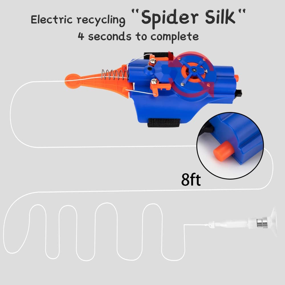 OVERFUN Web Launcher Spider String Shooter Toy, Cool Gadgets [Electric Reel-in] Real Silk Superhero Role-Play Fun Stuff Toys Great for Men and Kids