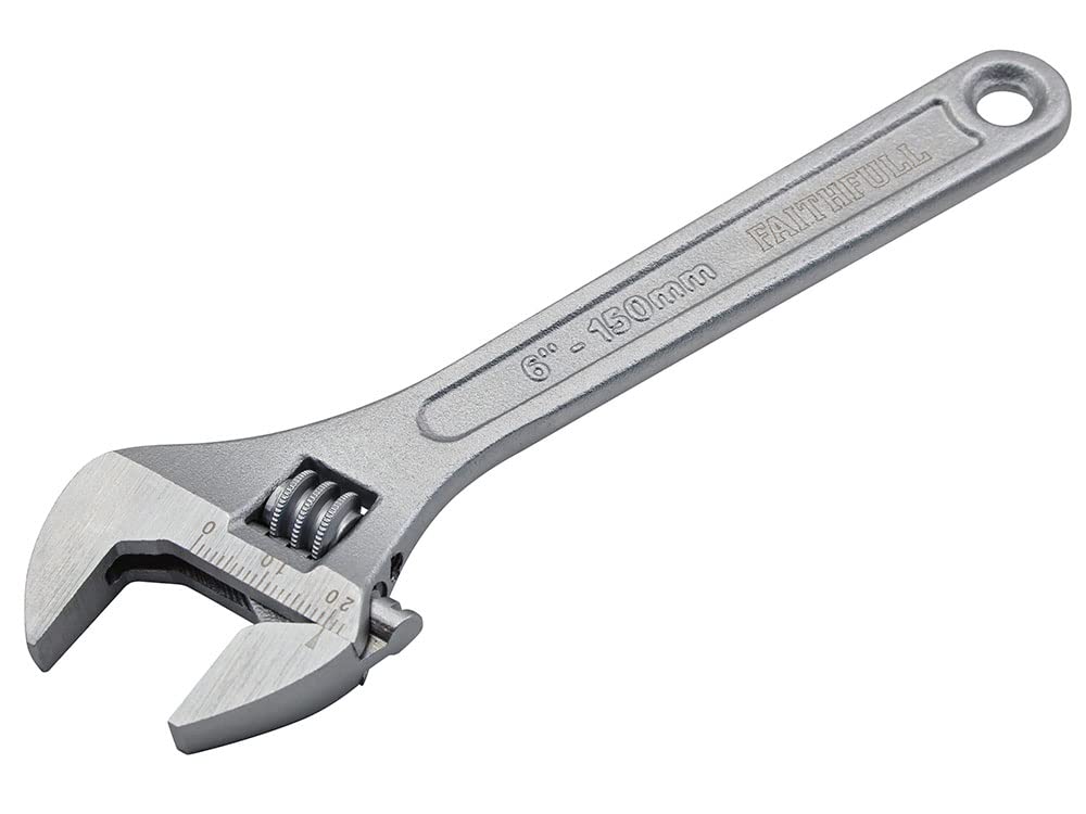Faithfull Silver Faias150mc Adjustable Chrome Spanner 150Mm (6In) - 20Mm Jaw Capacity