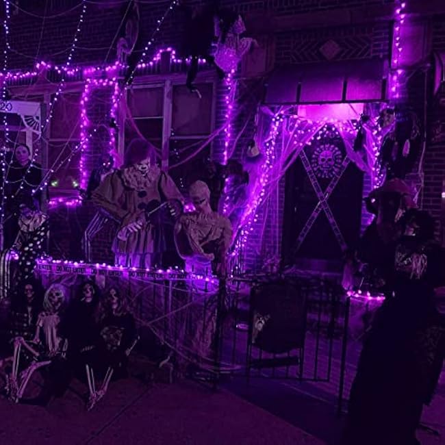 Dazzle Bright Purple Fairy String Lights, 4 Pack Total 80FT 240LED Copper Wire Battery Operated Waterproof Lights, Halloween Decorations for Indoor Home Outdoor Patio Yard Party Decor