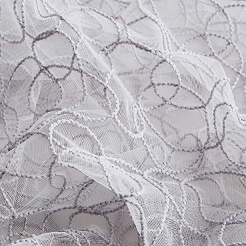 Hlc.me Audrey Embroidered Sheer Voile Window Curtain Rod Pocket Valance For Kitchen, Bedroom, Small Windows And Bathroom (54 X 18 Inch Long, Silver Grey) #TOP3