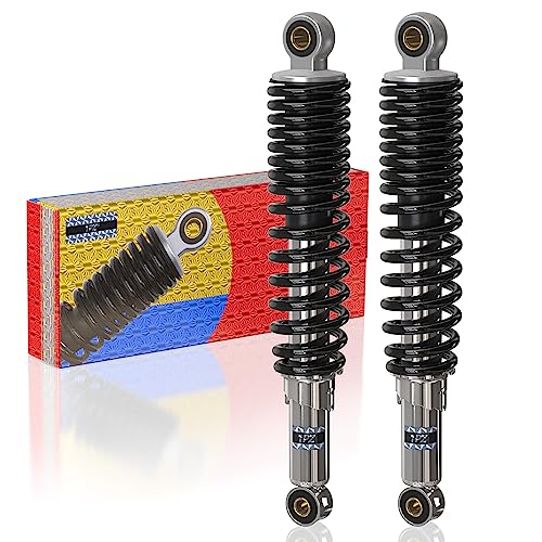 Amortisseur de Moto 380 Mm, KIMISS 1 Paire D'amortisseurs de Suspension Réglables à 5 Vitesses pour ATV Go Kart Scooter Dirt Pit Bike