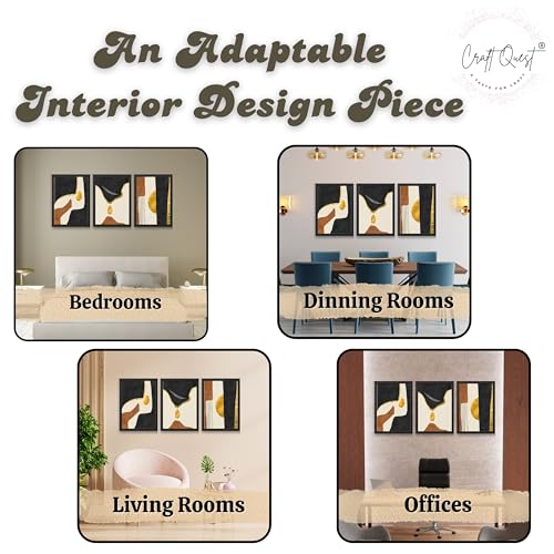 Image of CRAFT QUEST Wall Art Decor Paintings | Set of 3 Abstractv Wall Art Frames for Home Decoration | Ideal for Living Room, Bedroom & Office (Black, 10 X 13 Inch Each Frames)