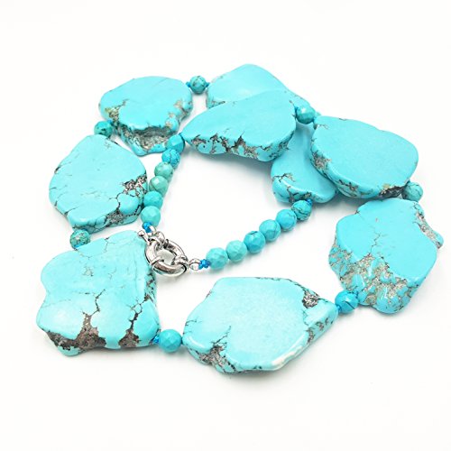 none Lii Ji 19" Big Irregular Shape Blue Simulated Turquoise Howlite Statement Necklace2