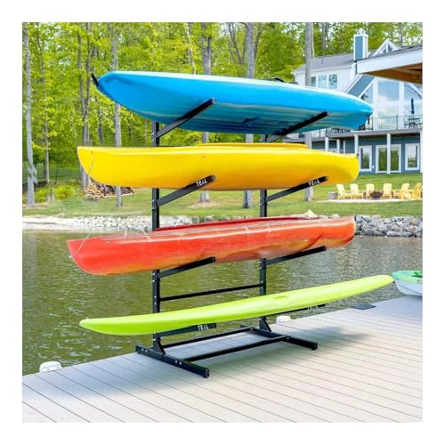 Heavy Duty Kayak Storage Rack, freestanding Stand con Ruote per Lo stoccaggio all'aperto e Garage - 4 Strati per Kayak, Canoa, tavola da Surf e Paddleboard