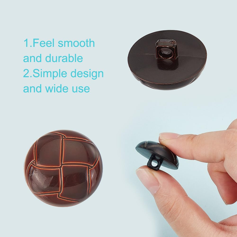 HOBBIESAY 60Pcs Brown Football Shank Buttons in 3 Colors, 15-25mm Imitation Leather Round Plastic for DIY Suits Dress, Skirts - Image 3