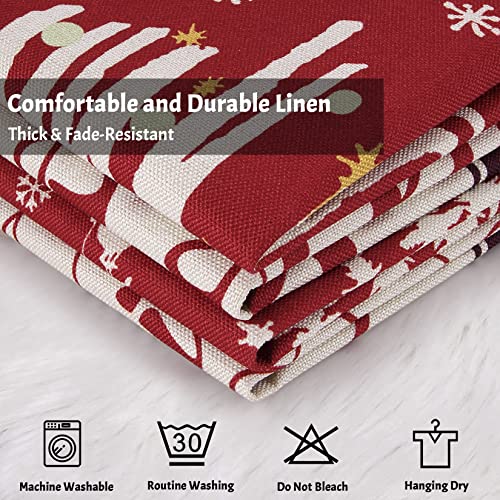 Haperlare Christmas Pillow Cover 18 X 18 Inch Christmas Tree Santa Throw Pillow Covers Winter Holiday Rustic Farmhouse Faux Linen Cushion Case For Sofa Couch Christmas Decorations Set Of 4 #TOP3
