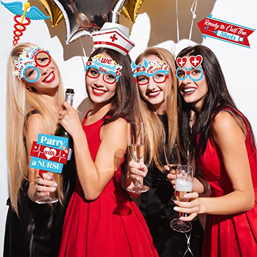 Qpout 32Pcs Nurse Appreciation Week Party Photo Booth Props Novelty Thank You Nurses Selfie Props 2023 Medical Party Decorations Nursing Party Decor Nurse School Graduation Party Supplies #TOP6