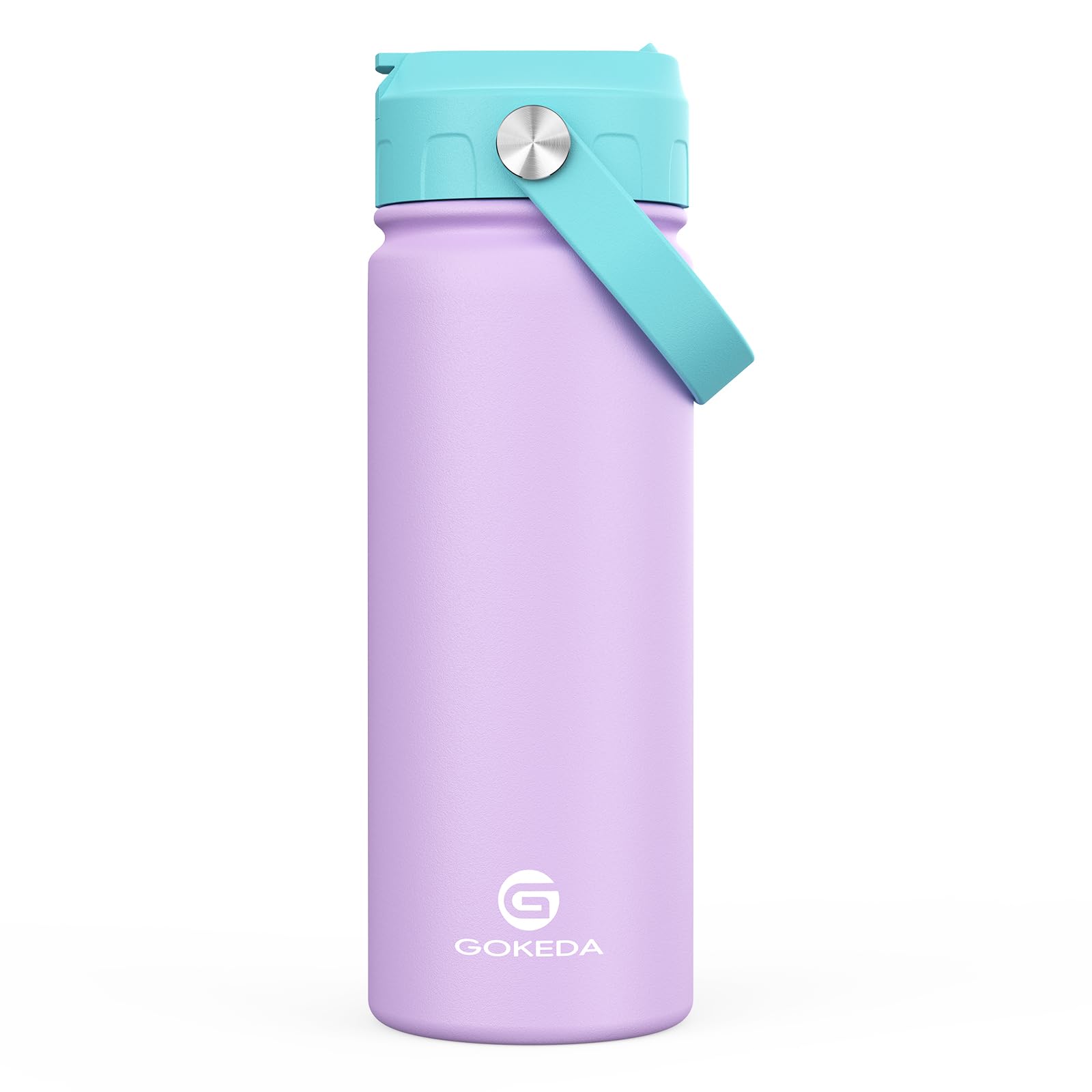 GoKEDA 18oz Kids Water Bottle, Insulated Water Bottles with Stickers, 18/8 Stainless Steel Vacuum Leak Proof Straw Cup for School, Gifts for Girls(