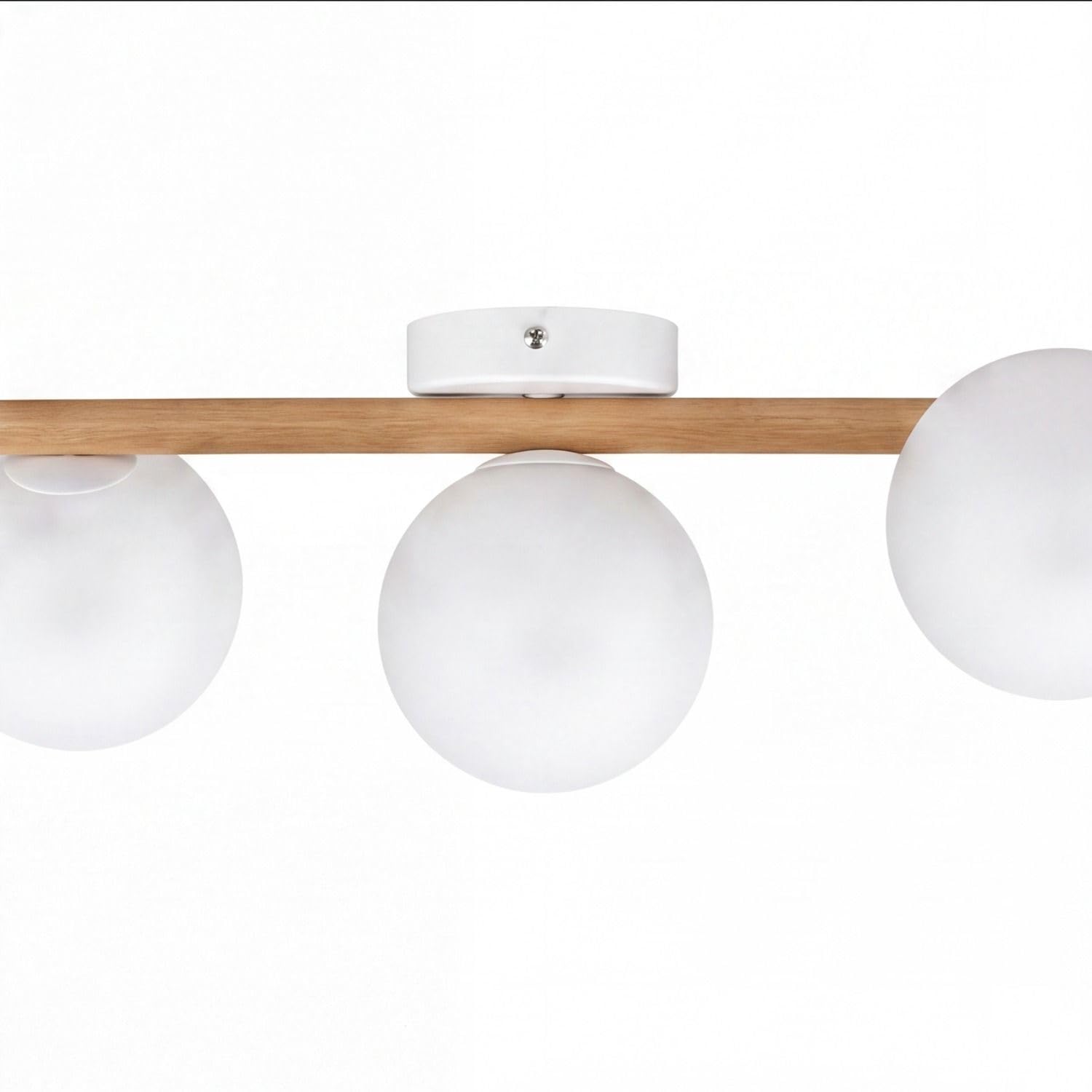 Licht-Erlebnisse Deckenleuchte Holz Weiß Metall Kiefer Wohnzimmer Esszimmer Flur 83 cm G9 5-flammig Kugeln gemütlich blendarm Balken Deckenlampe Schlafzimmer NARVA