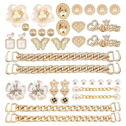 TIMJJG 40 skoblomma dekorationsset, multifunktionella skotillbehör, fashionabla dekorationsprodukter, damskodekoration, lämplig för personlig skoomvandling.