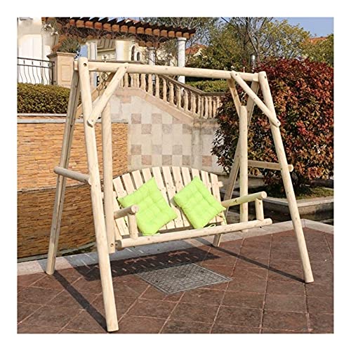 EAGLCQA Garden Swing Outside Furniture Outdoor Swing Chair, All Solid Wood Waterproof and Anti-Corrosion Double Terrace Rocking Chair