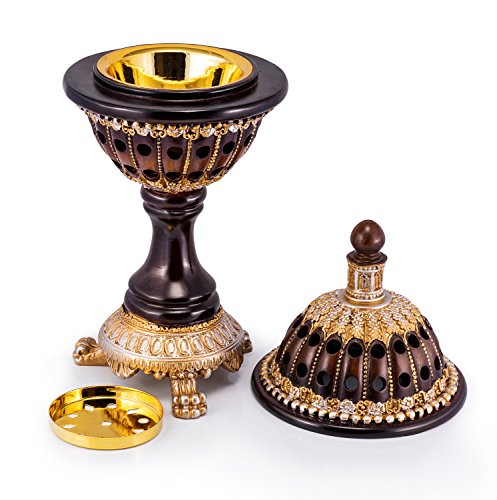 AM Lux Globe Incense Burner - Bakhoor Cone Holders | Insence bukhoor Burners| Frankincense Burner Charcoal | Mabkhara | for Office & Spiritual Decor (Brown) - Image 6